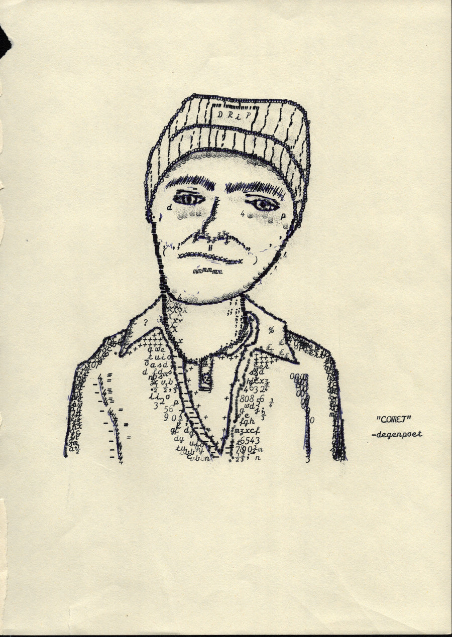 Comet original typewriter artwork by Degen Poet
