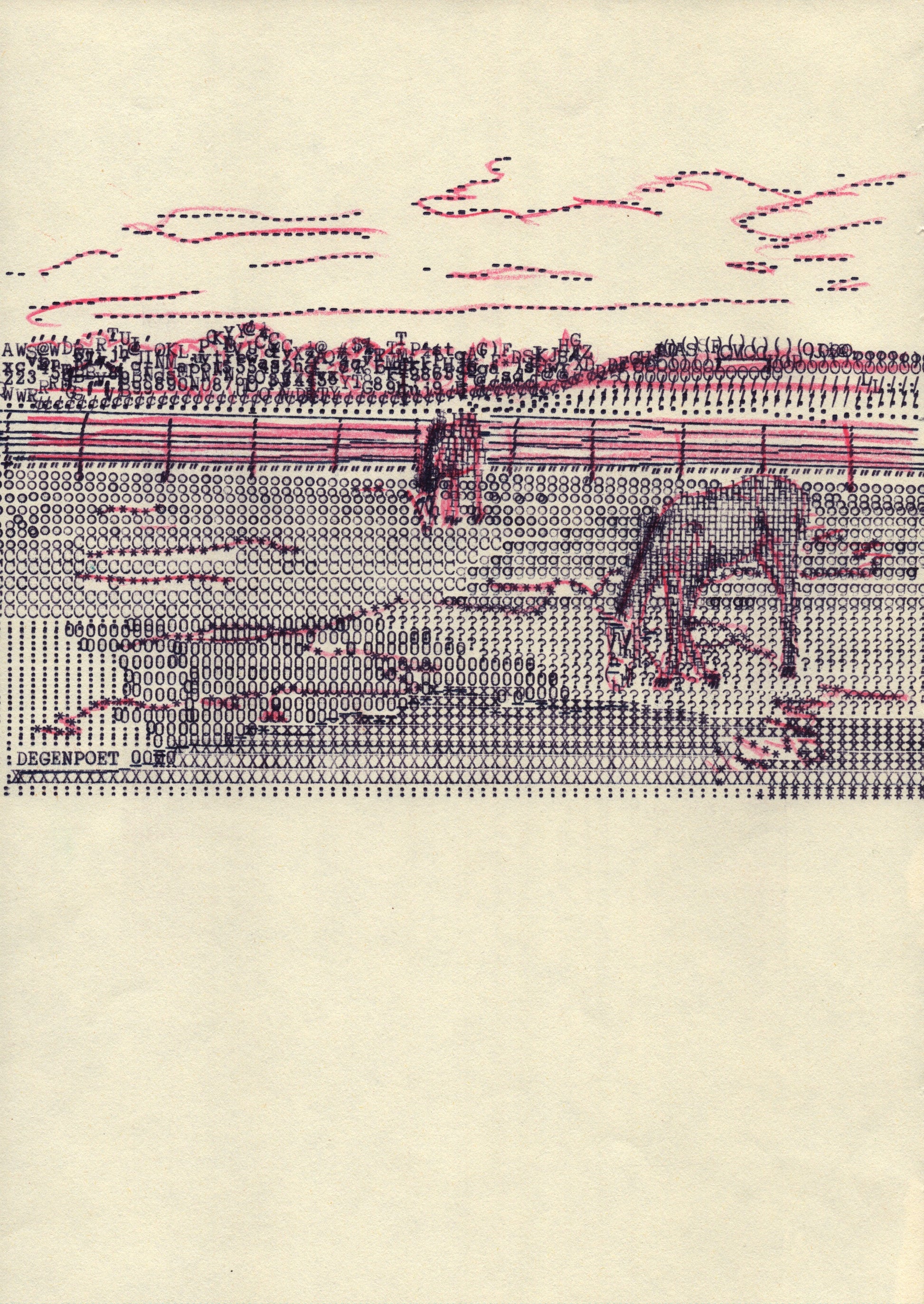 Two Horses original typewriter artwork by Degen Poet