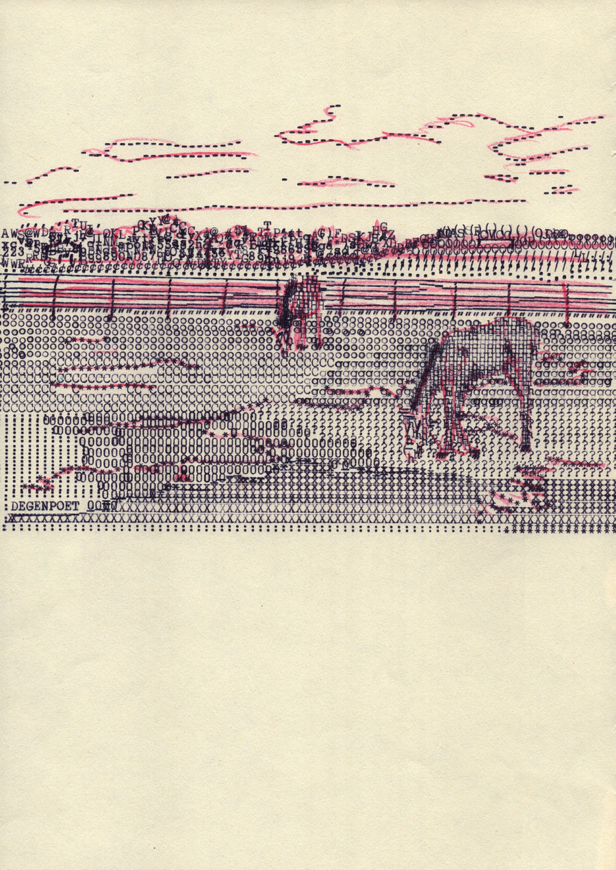 Two Horses original typewriter artwork by Degen Poet
