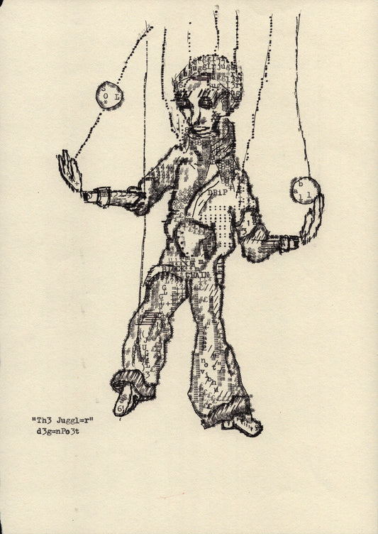 The Juggler original typewriter artwork