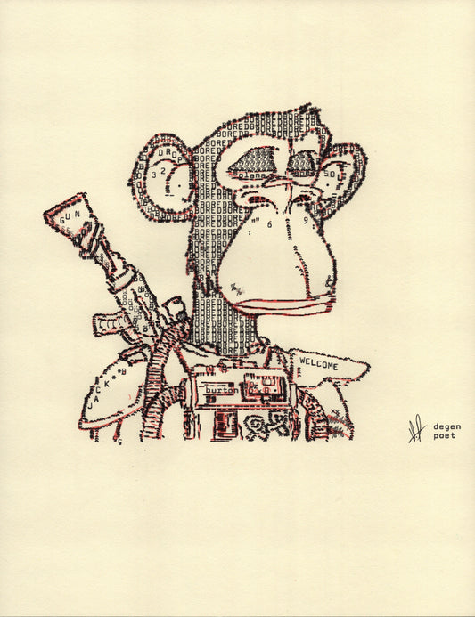 Bored Ape Solana Club original typewriter artwork