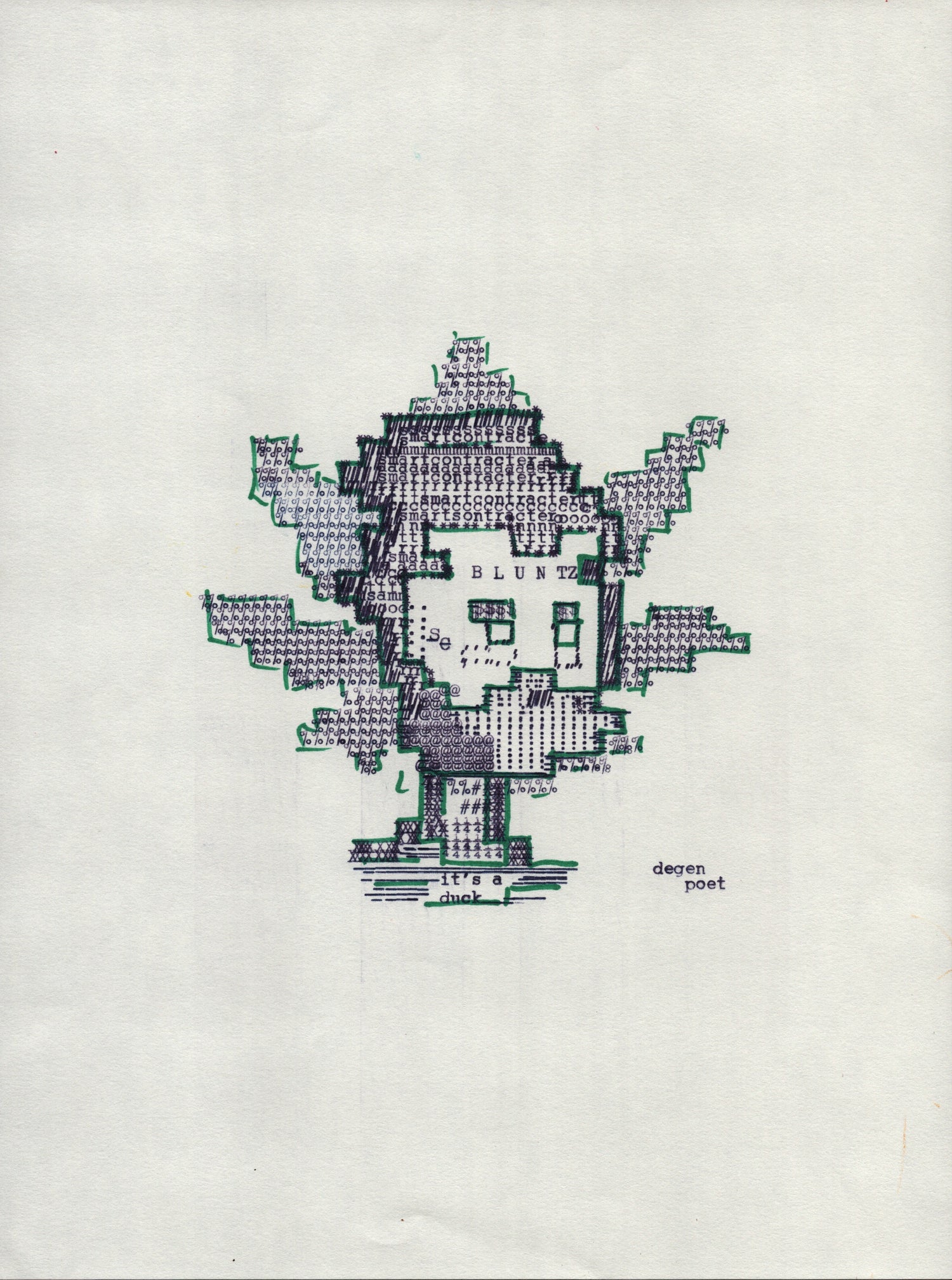 Quekz Bluntz original typewriter artwork