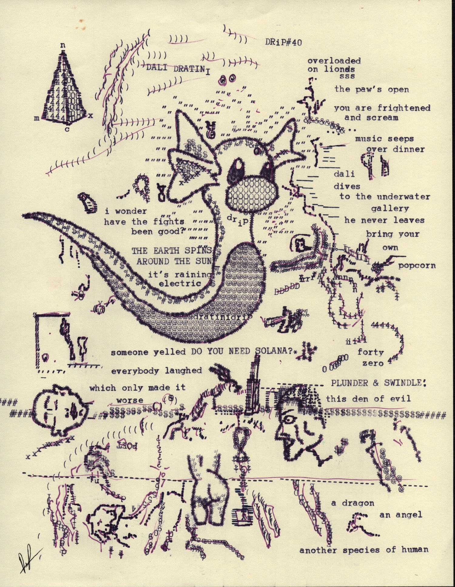 Dali Dratini original typewriter artwork