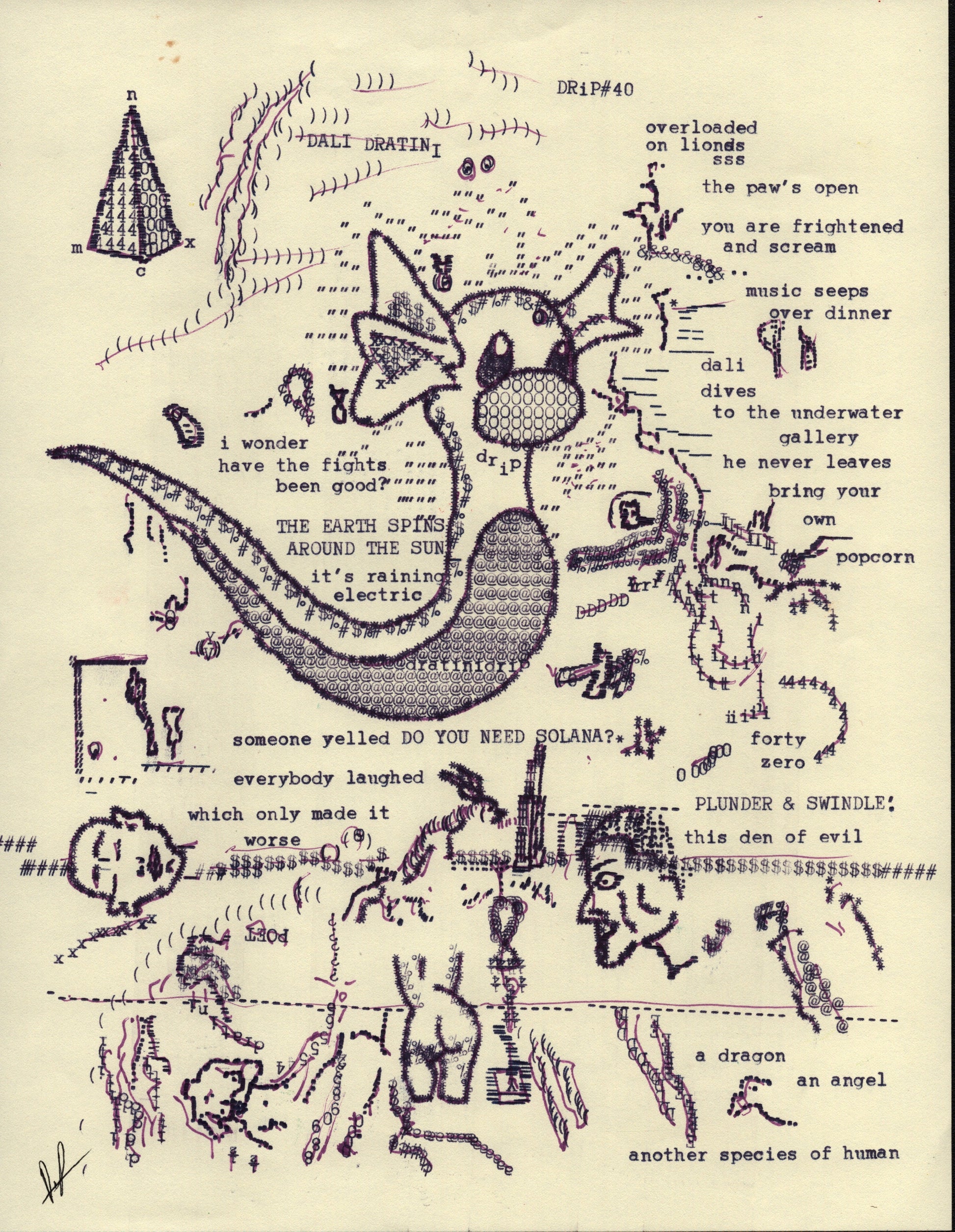 Dali Dratini original typewriter artwork by Degen Poet