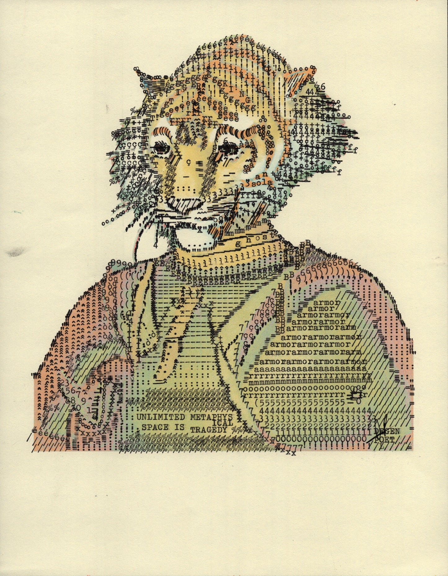 Tiger King original typewriter artwork by Degen Poet