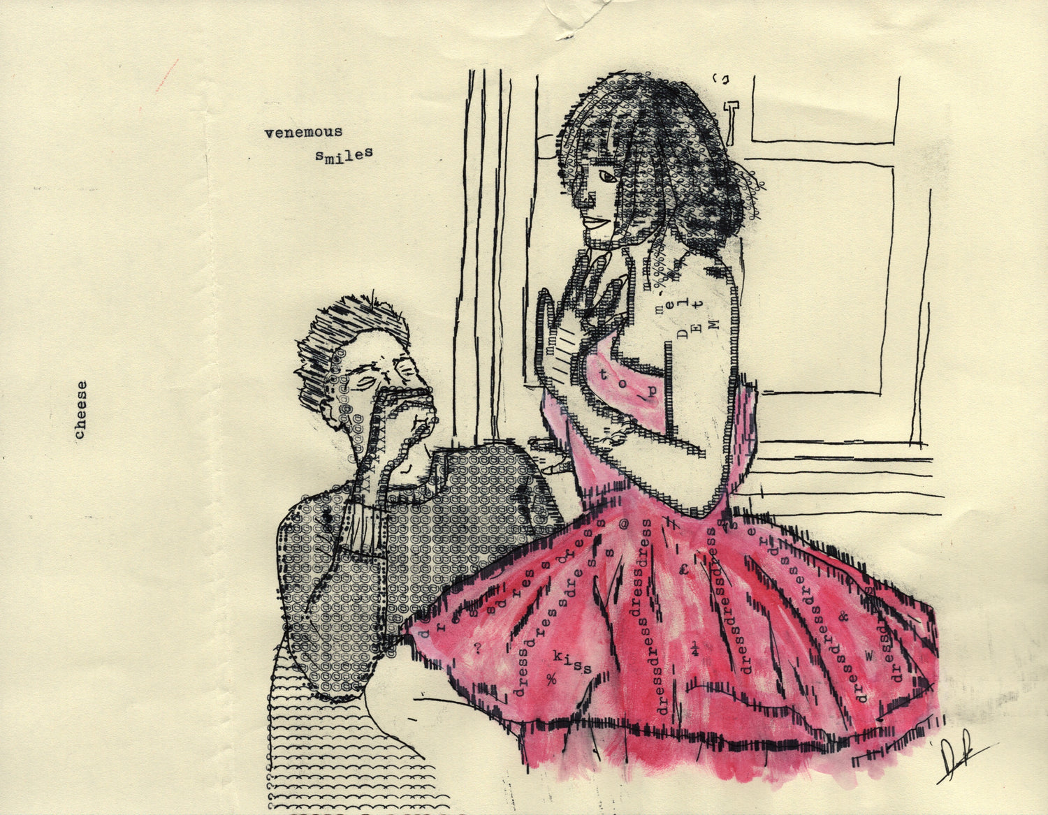 Venomous Smiles original typewriter artwork