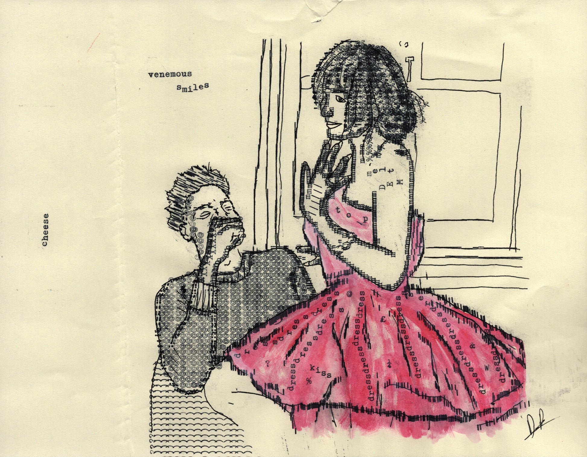Venomous Smiles original typewriter artwork by Degen Poet