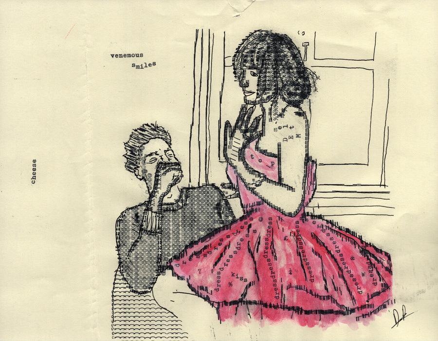 Venomous Smiles original typewriter artwork by Degen Poet