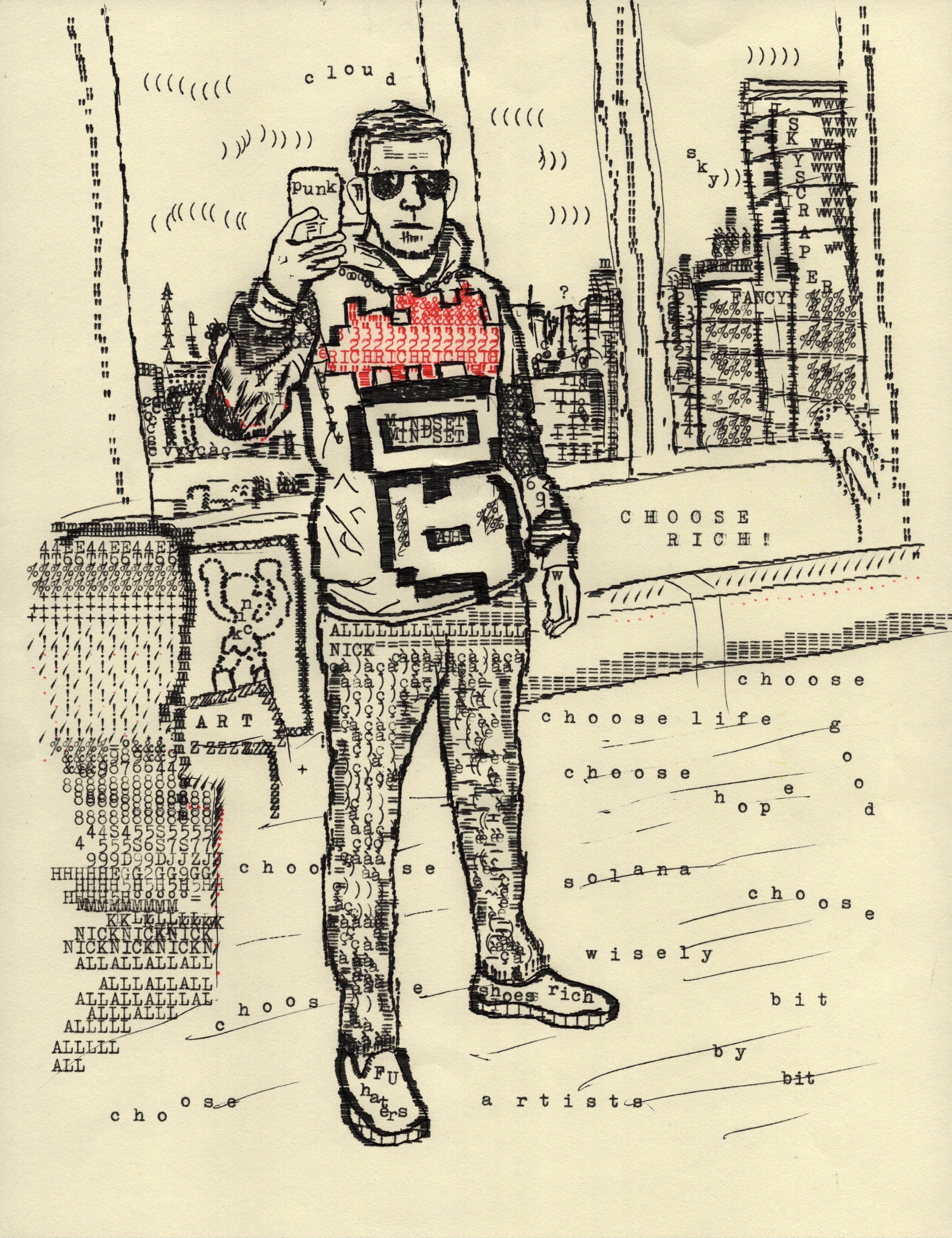 Shoes Rich original typewriter artwork by Degen Poet