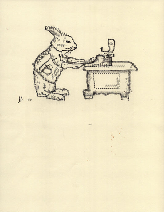 GM Bunny original typewriter artwork