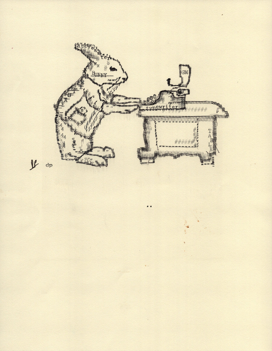 GM Bunny original typewriter artwork by Degen Poet