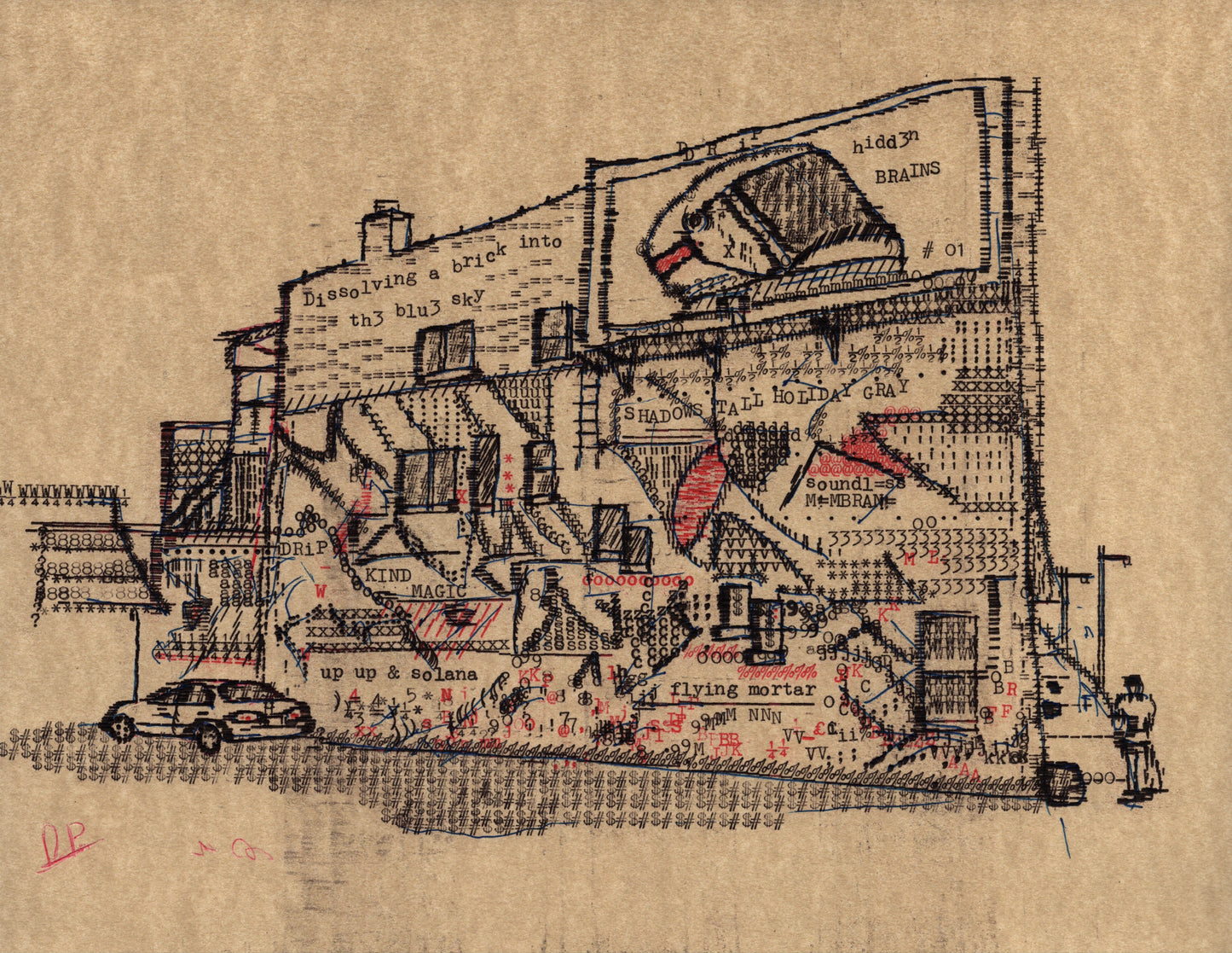 Hidden Brains original typewriter artwork by Degen Poet