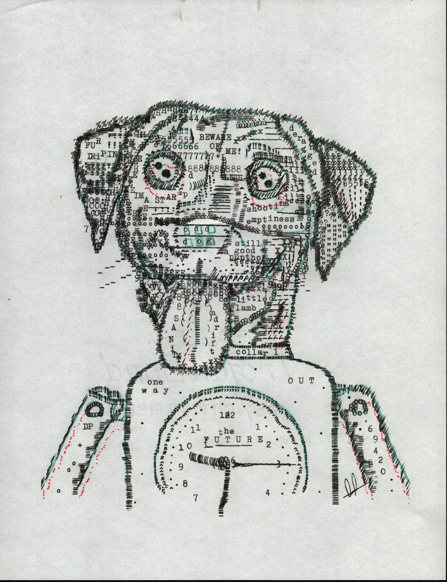 Robo Daphne original typewriter artwork