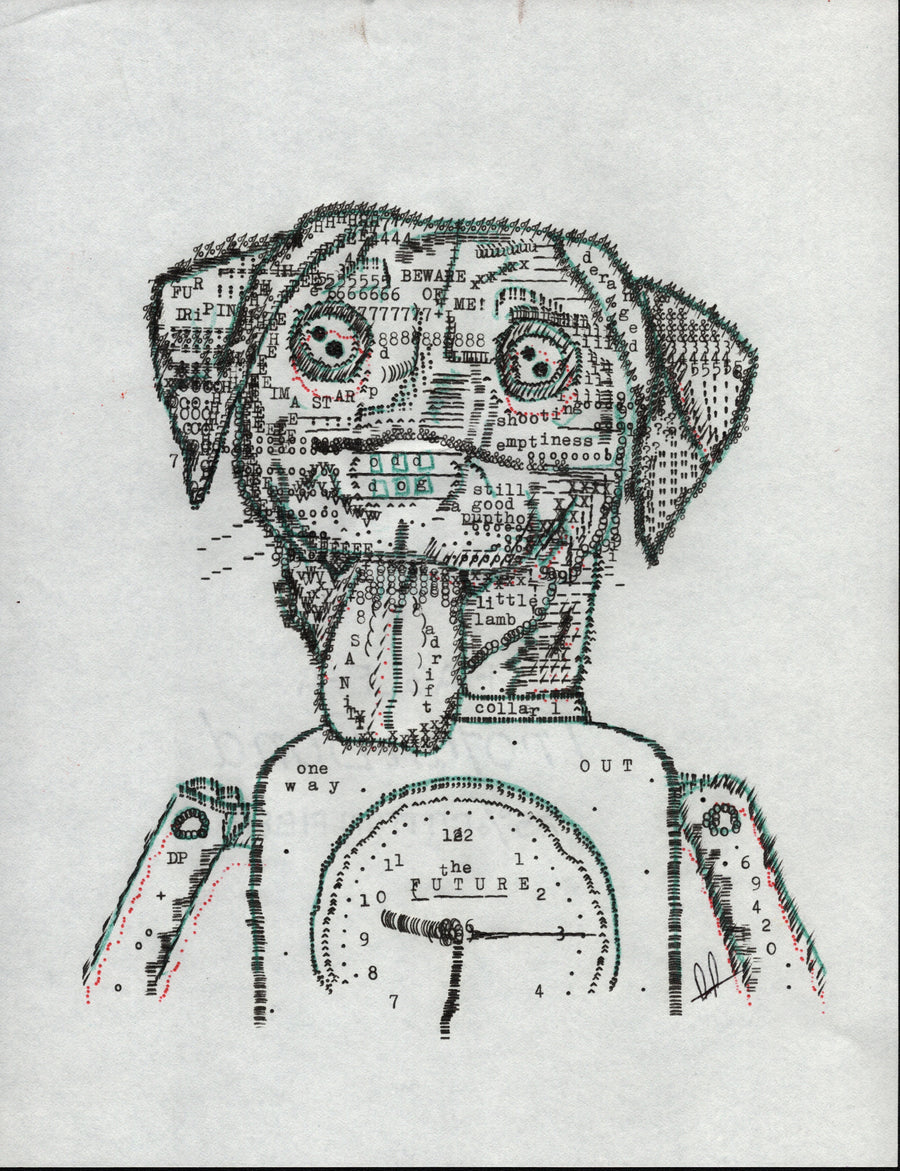 Robo Daphne original typewriter artwork by Degen Poet
