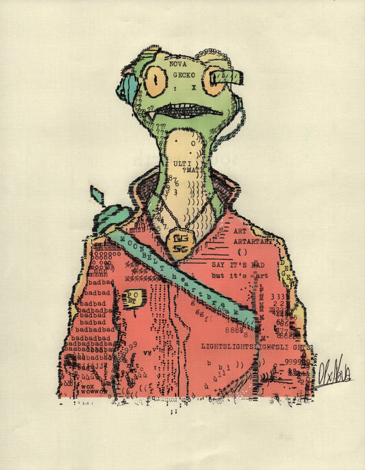 Nova Gecko original typewriter artwork