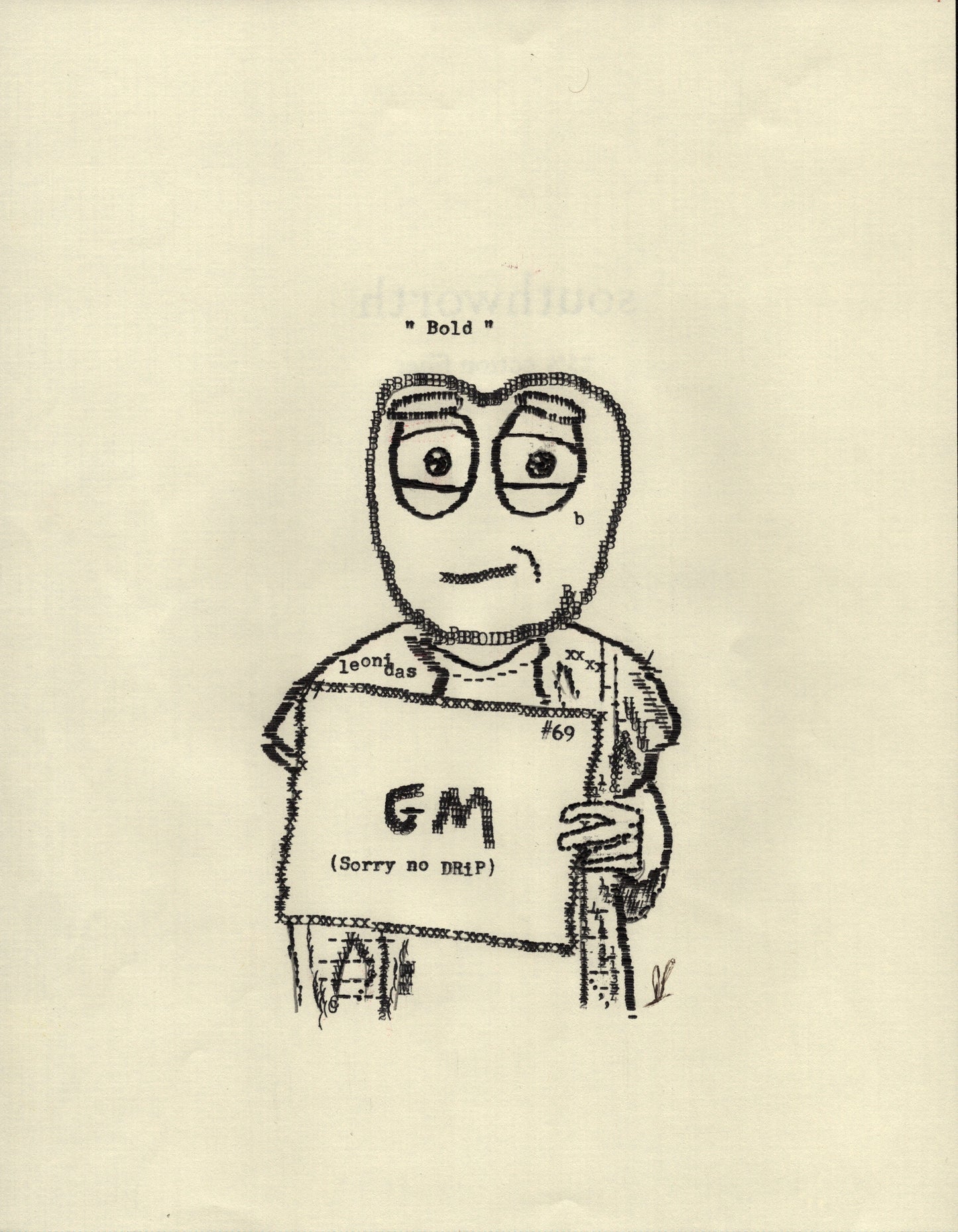 Bold original typewriter artwork by Degen Poet