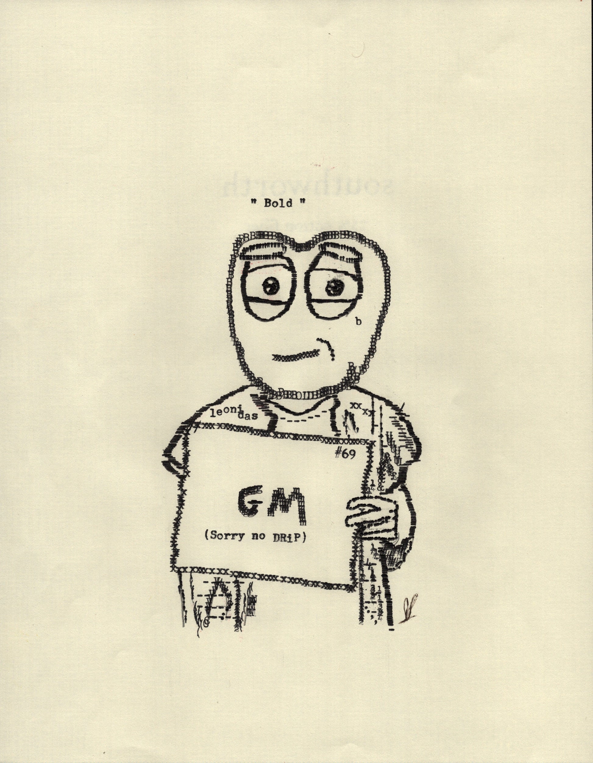 Bold original typewriter artwork by Degen Poet