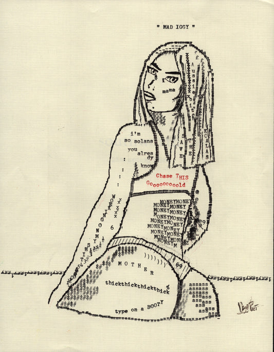 Mad Iggy original typewriter artwork