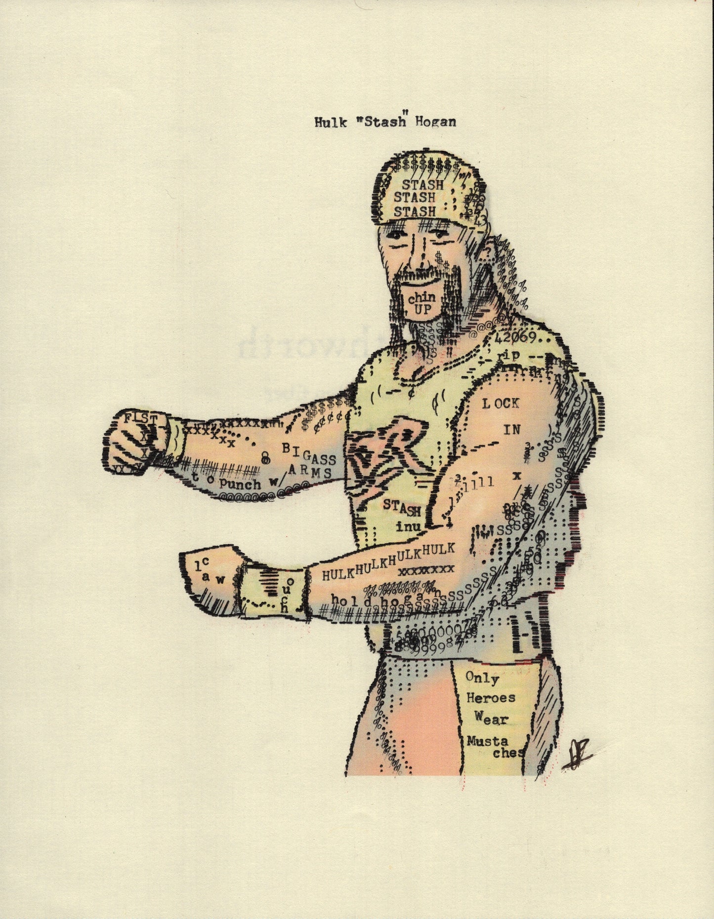 Stash Hogan original typewriter artwork by Degen Poet