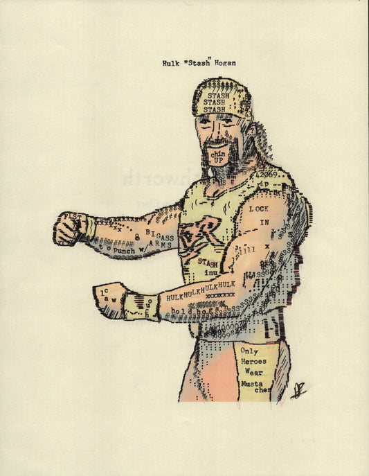 Stash Hogan original typewriter artwork