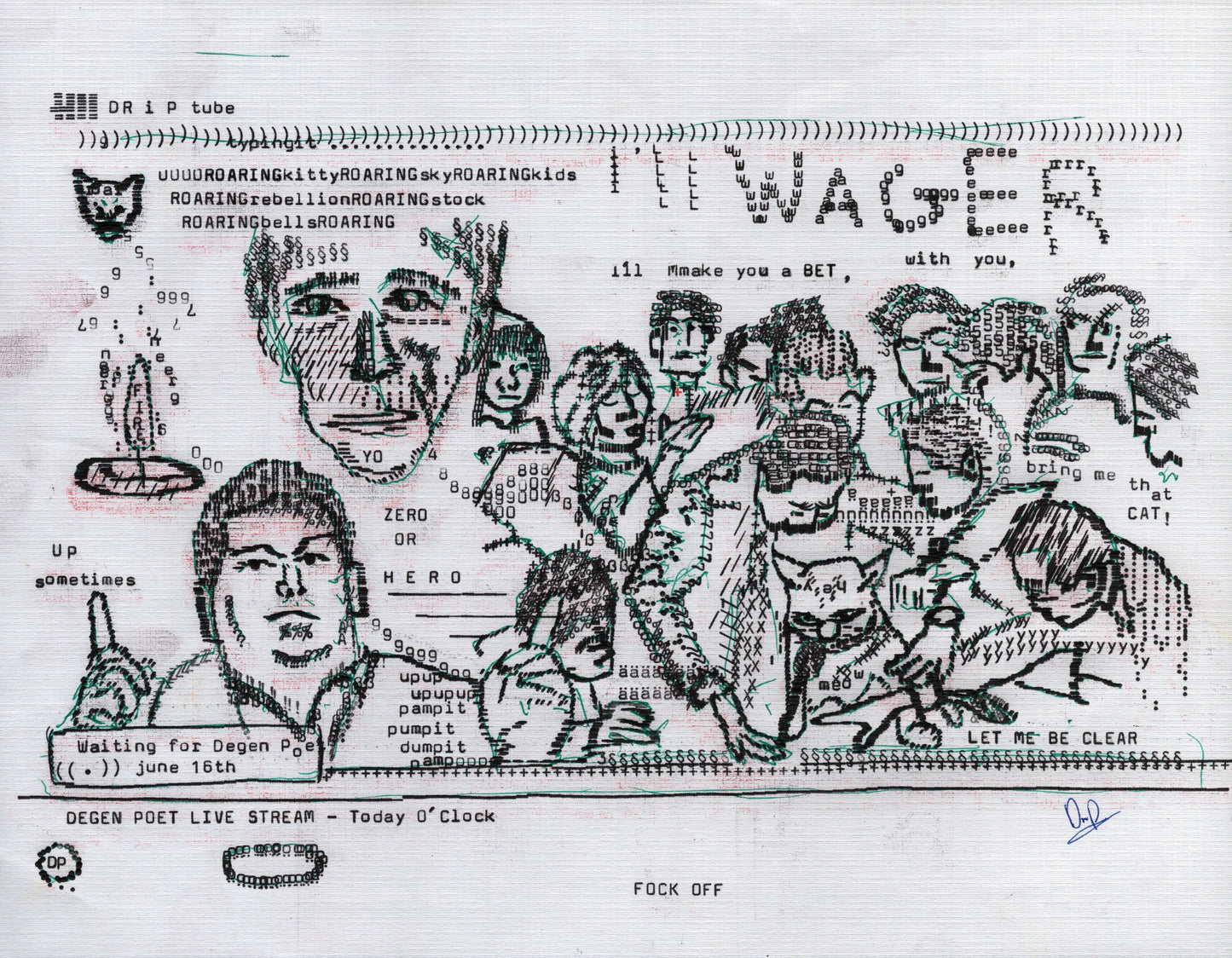 DRiP Tube original typewriter artwork by Degen Poet
