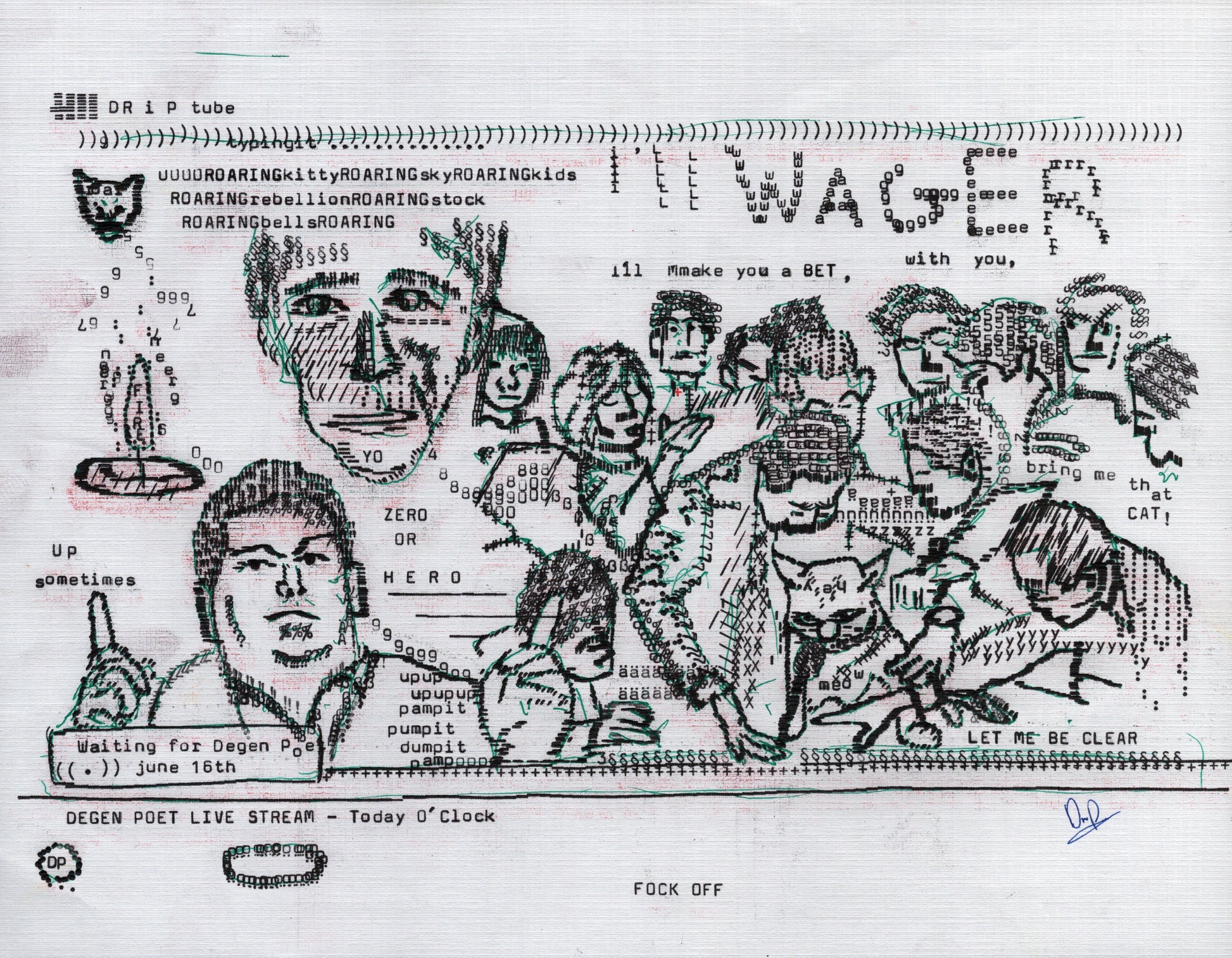 DRiP Tube original typewriter artwork by Degen Poet