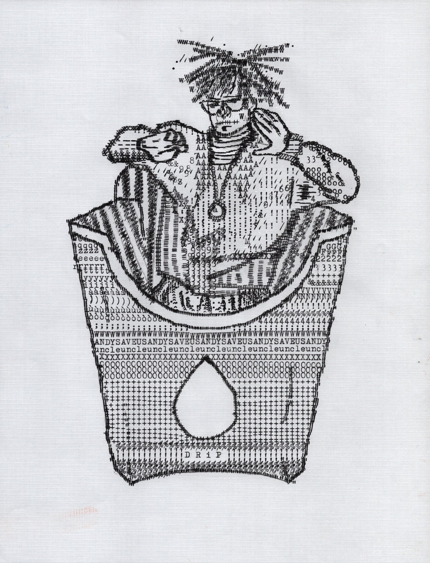 Warhol Fries original typewriter artwork