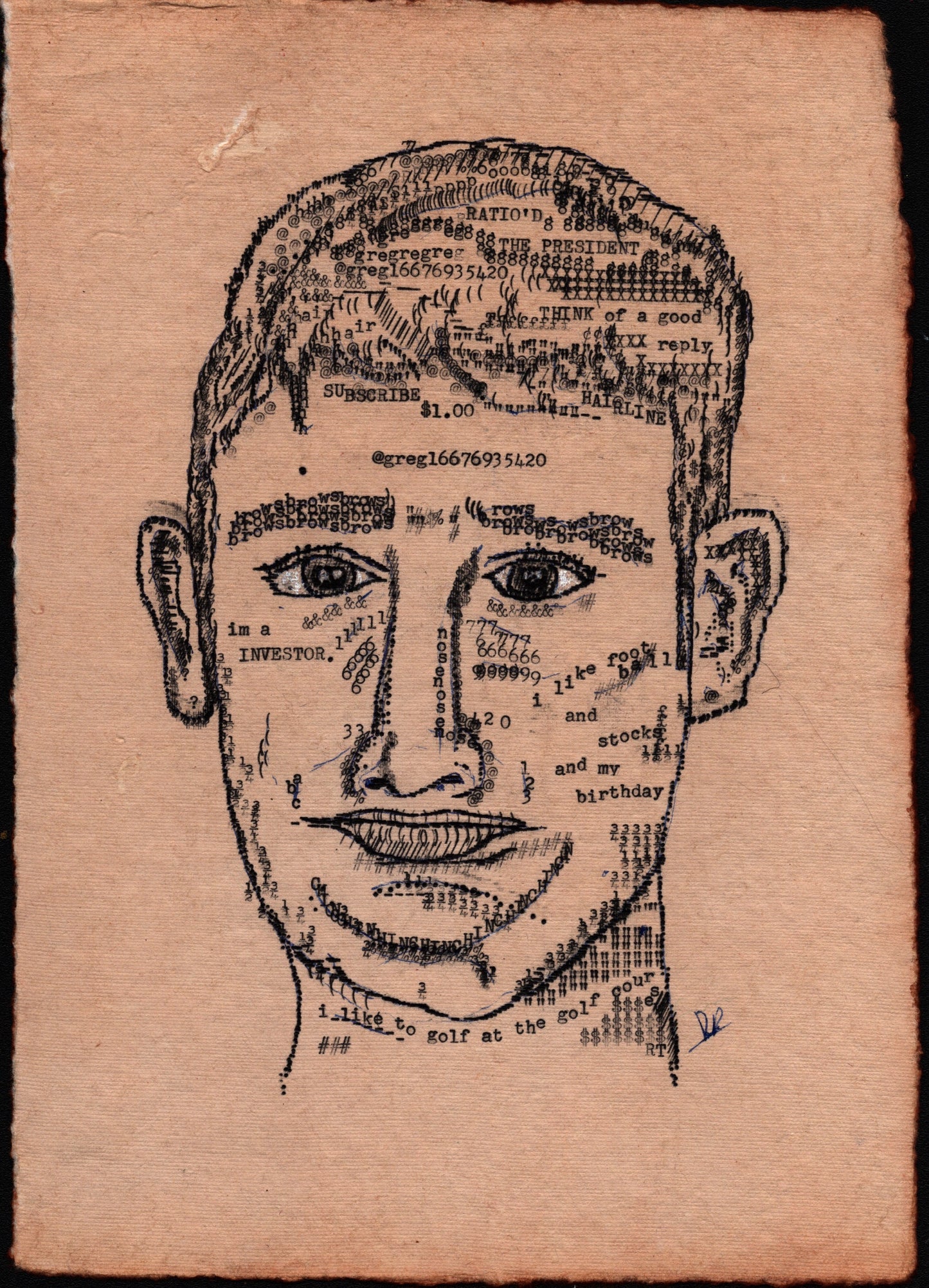 greg16676935420 original typewriter artwork by Degen Poet