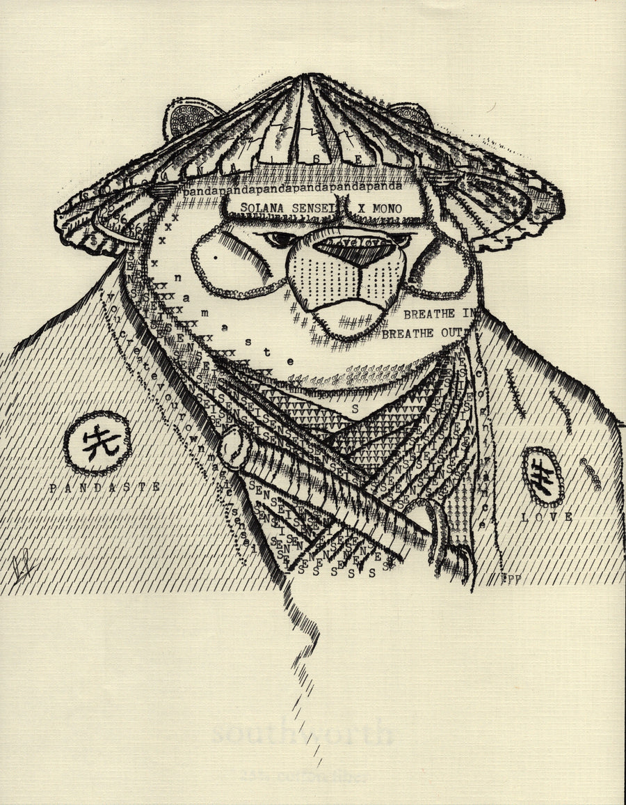 Love Panda original typewriter artwork by Degen Poet