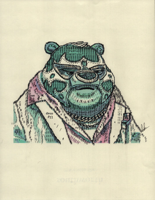 Panda Montana original typewriter artwork