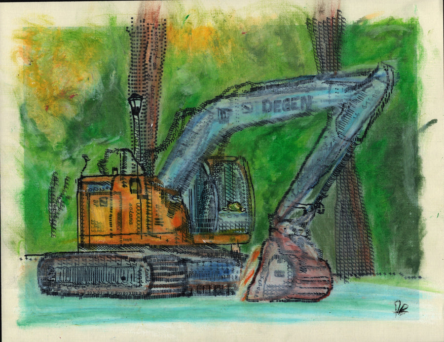 Degen Excavator original typewriter artwork by Degen Poet