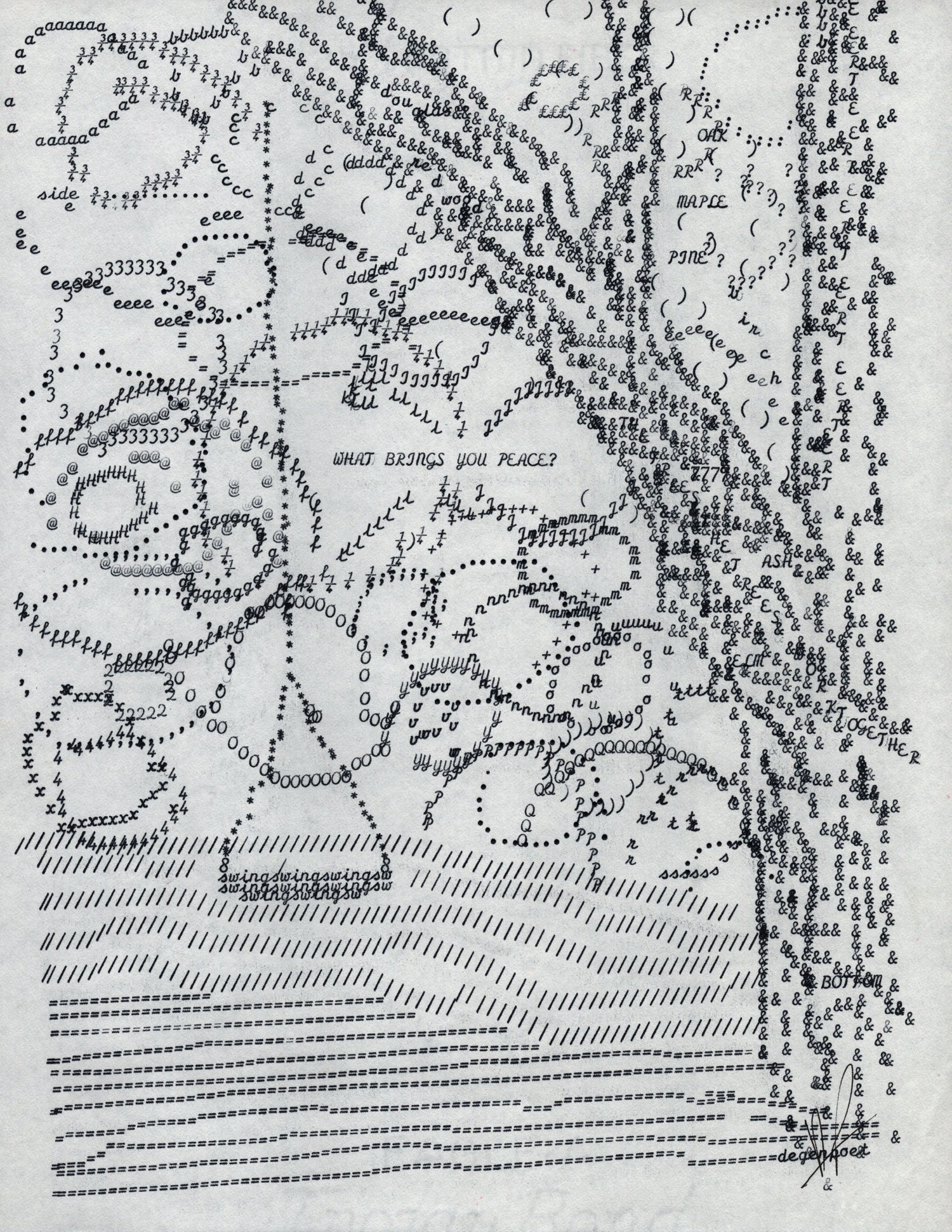 What Brings You Peace? original typewriter artwork