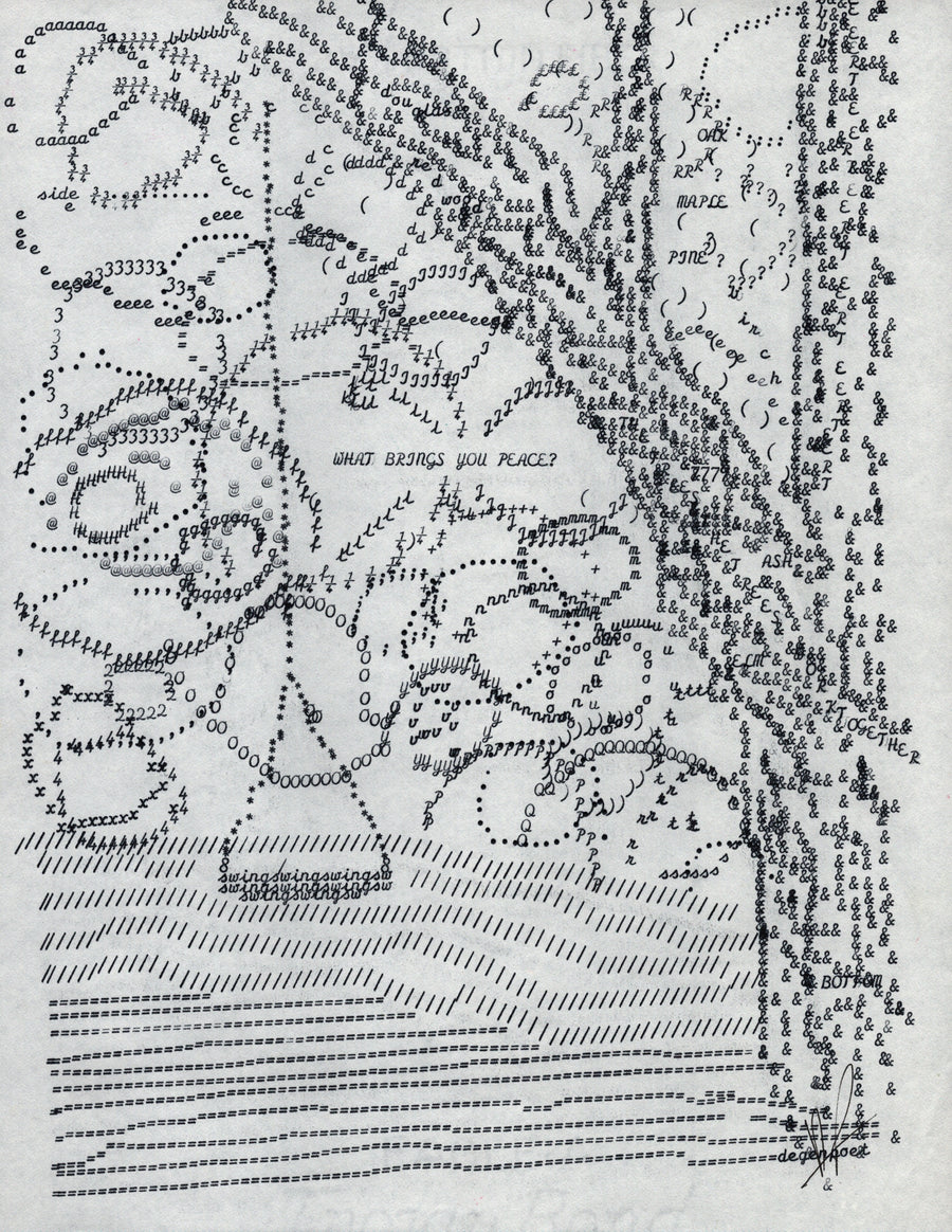 What Brings You Peace? original typewriter artwork by Degen Poet