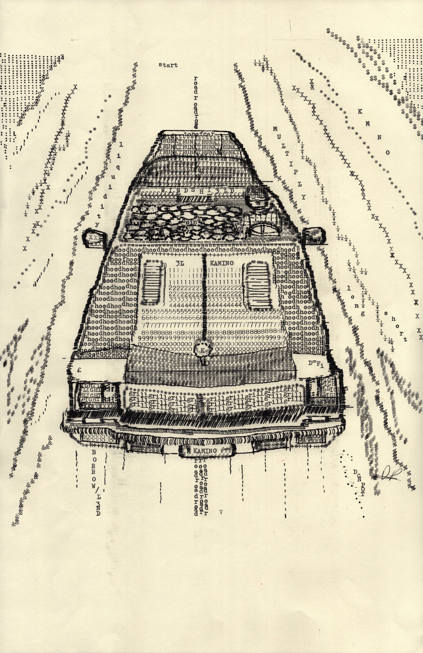 El Kamino original typewriter artwork by Degen Poet