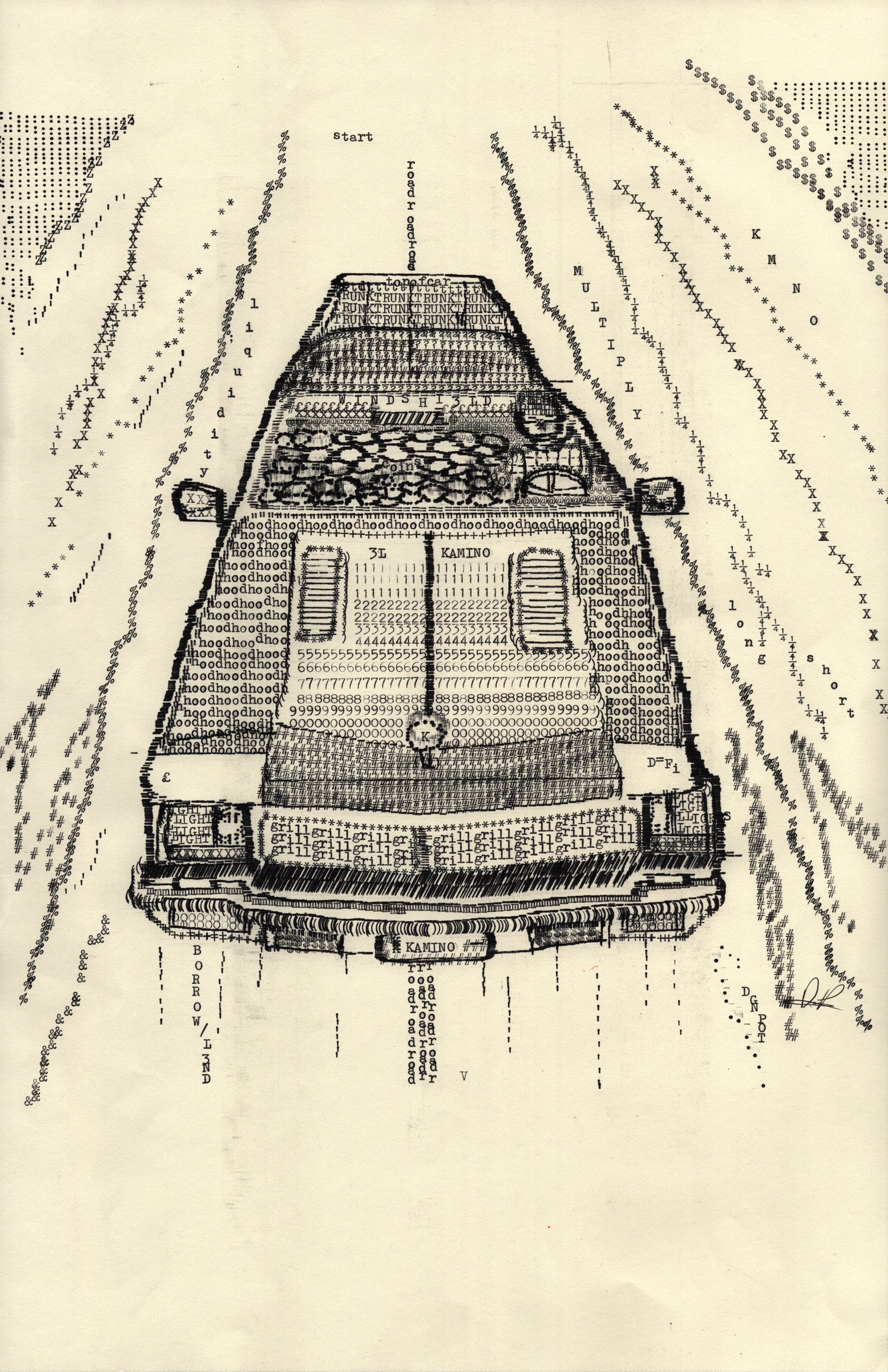 El Kamino original typewriter artwork