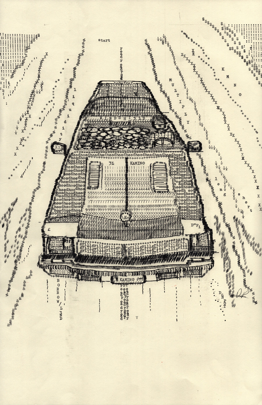 El Kamino original typewriter artwork by Degen Poet