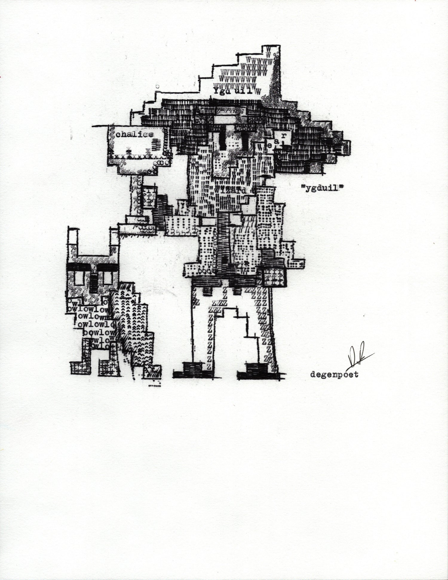 Freehand Wizard original typewriter artwork
