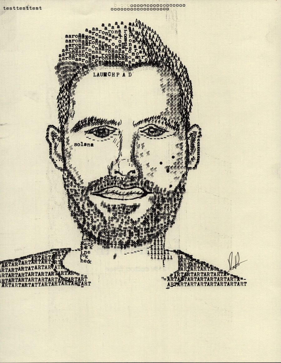 Aaron original typewriter artwork by Degen Poet