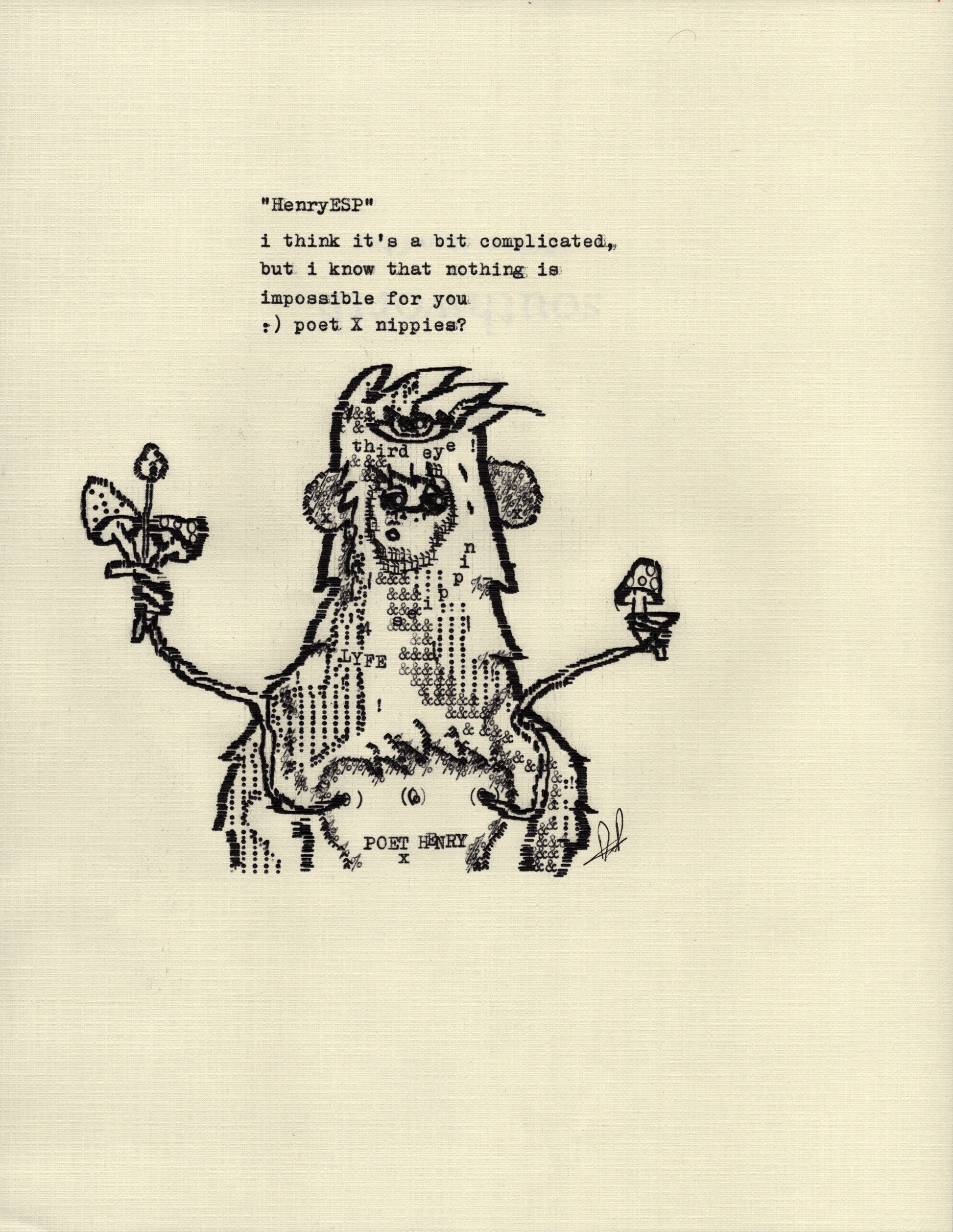 Henry original typewriter artwork by Degen Poet