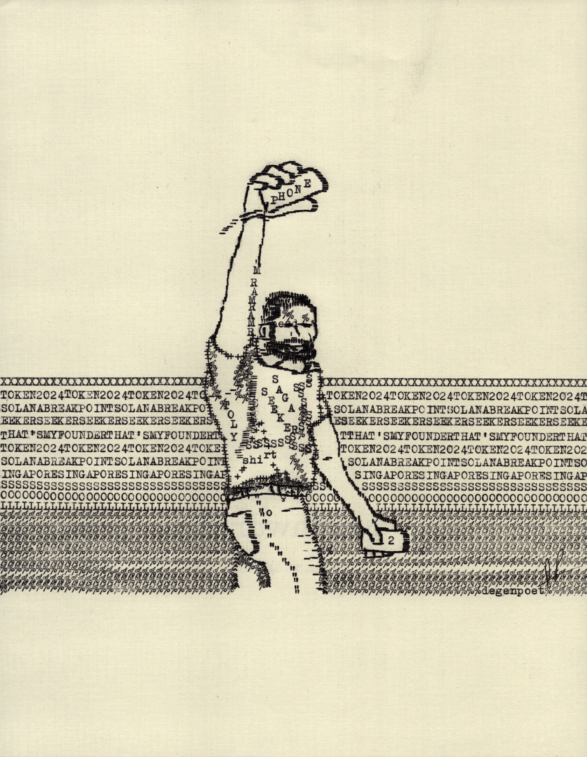 Seeker original typewriter artwork by Degen Poet