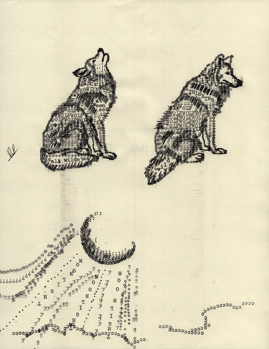 Howling original typewriter artwork