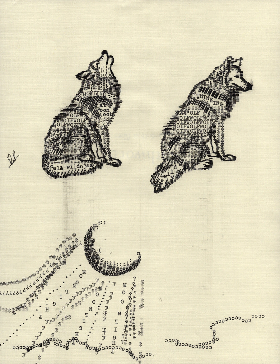 Howling original typewriter artwork by Degen Poet