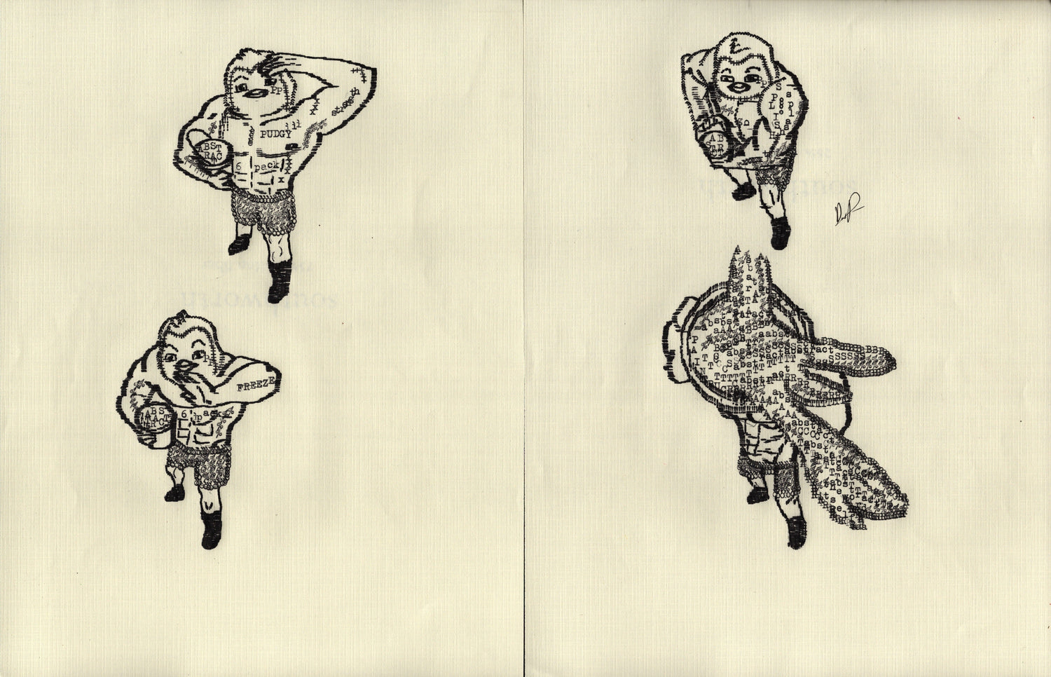 Pudgy Paint Toss original typewriter artwork