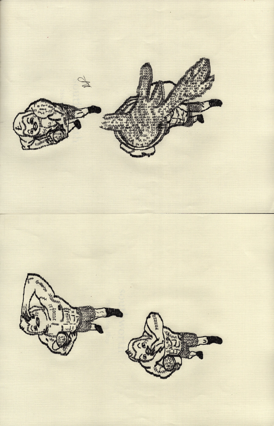 Pudgy Paint Toss original typewriter artwork by Degen Poet