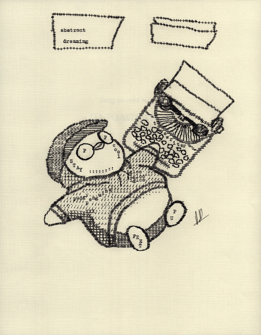 Ultimate Penguin original typewriter artwork by Degen Poet