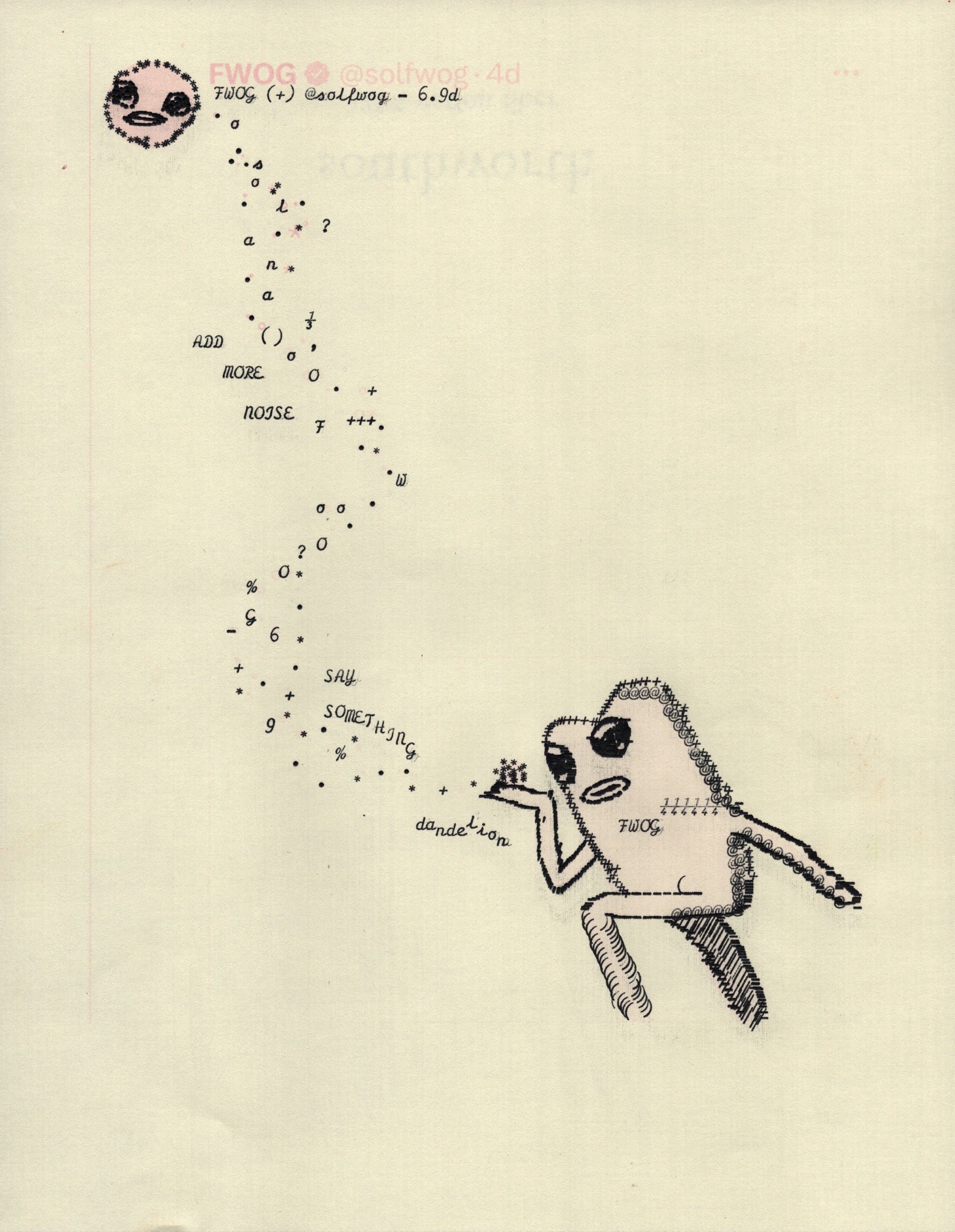 FWOG KISSES original typewriter artwork by Degen Poet