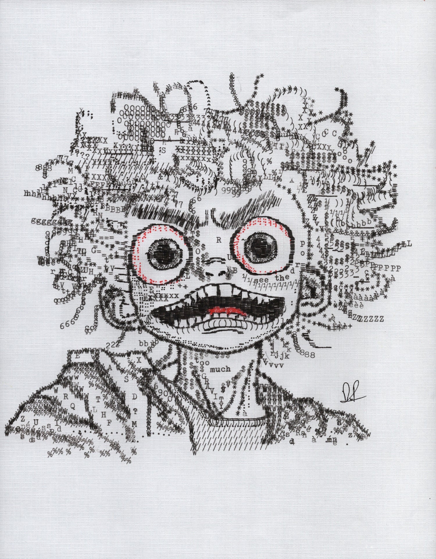 Too Much Gravity original typewriter artwork