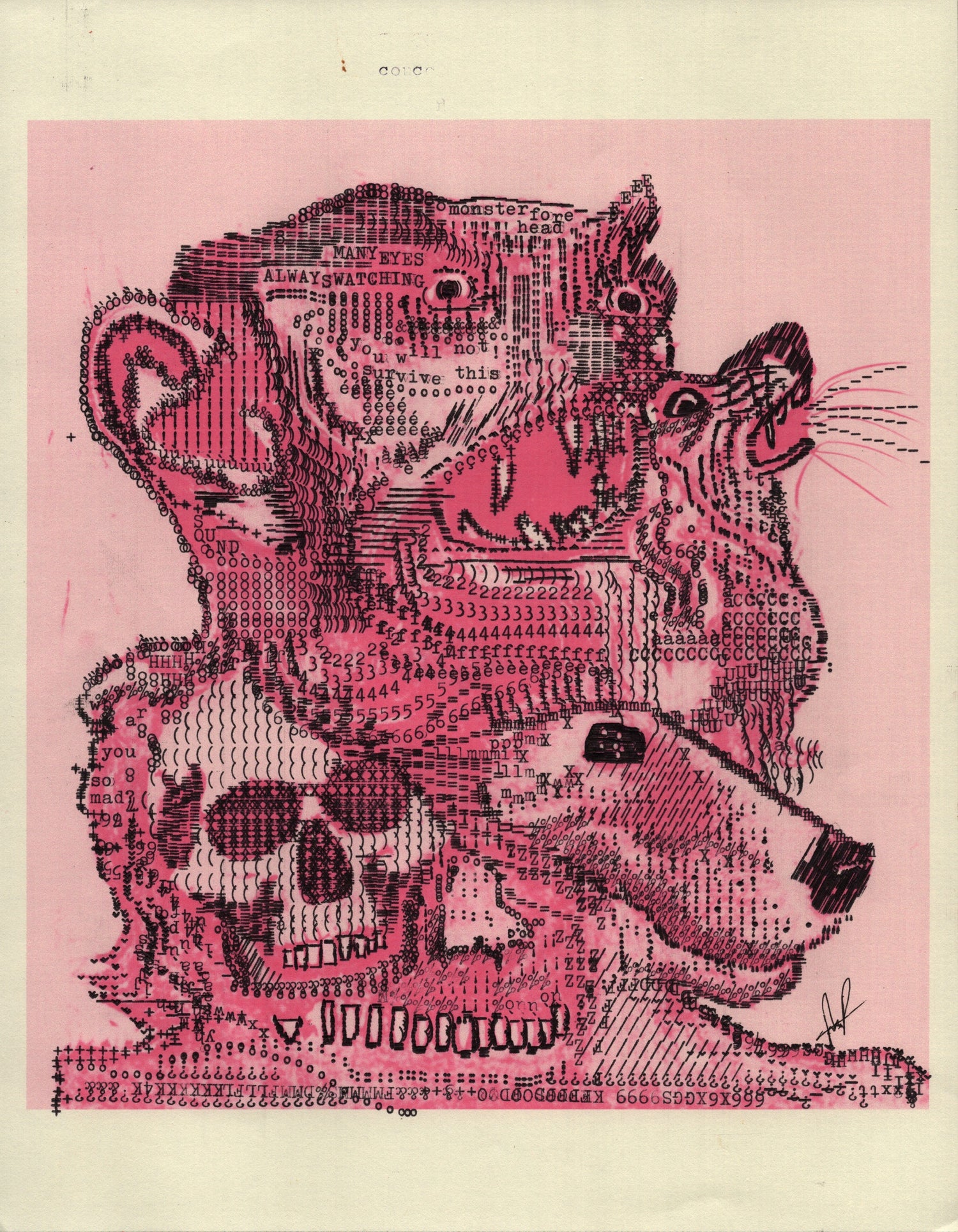 You Will Not Survive This original typewriter artwork