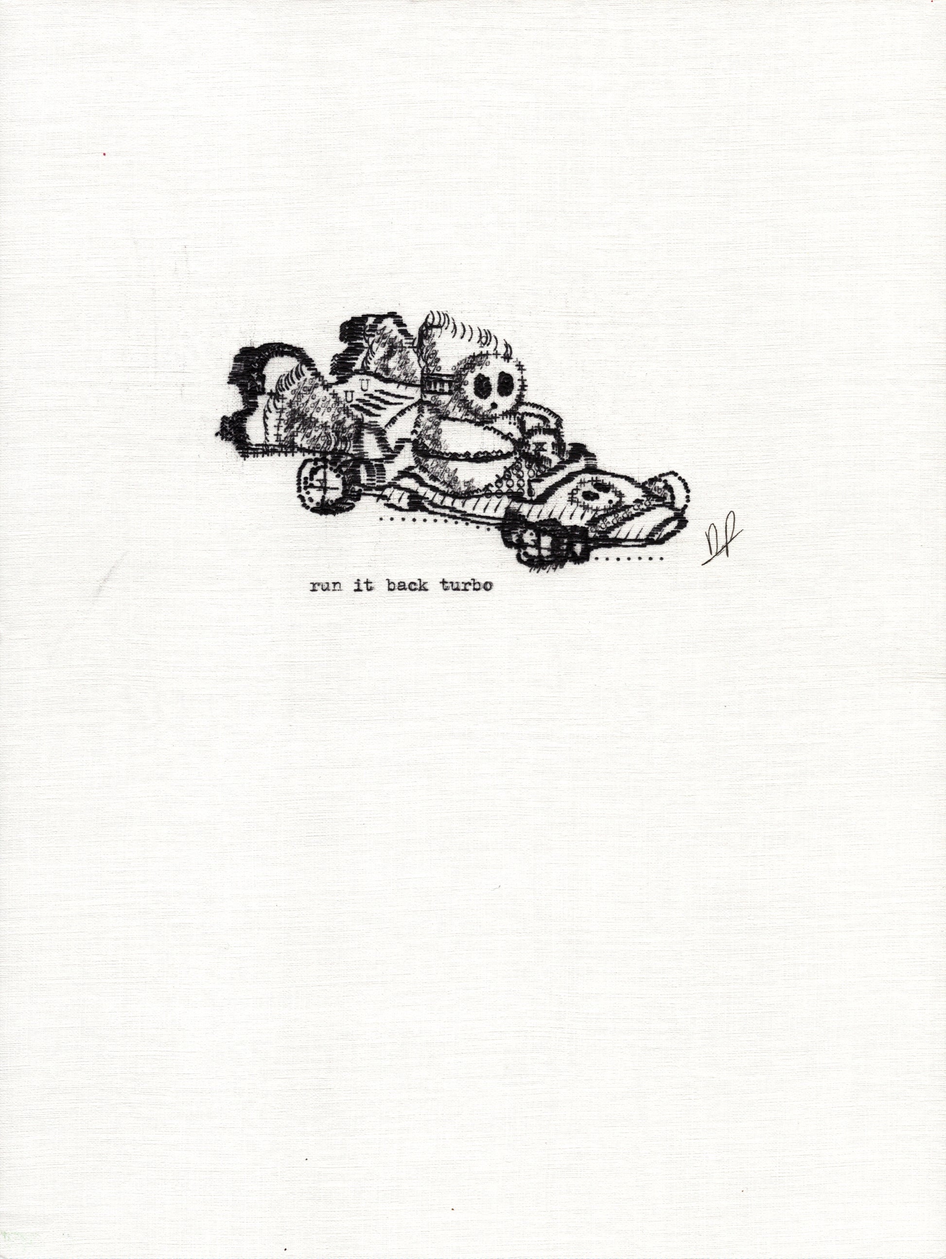 Run It Back Turbo original typewriter artwork by Degen Poet