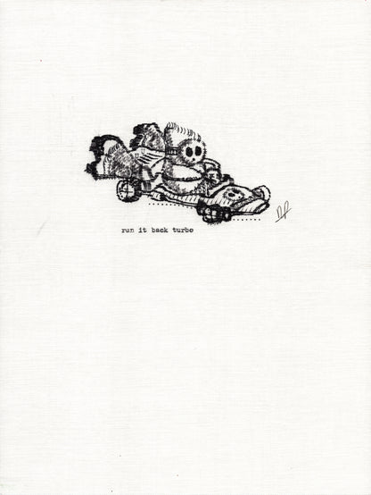 Run It Back Turbo original typewriter artwork